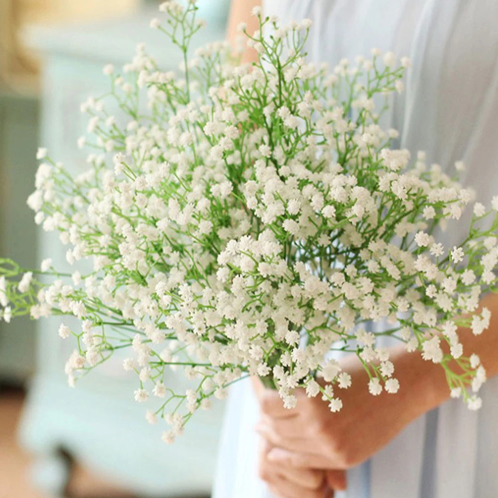 White Gypsophila Artificial Flowers Mini Heads Wedding DIY Bouquet Decoration Plastic Flower for DIY Baby’s Breath Wreath Supply