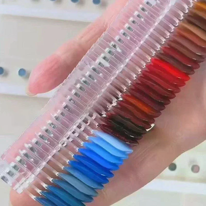 24 Uds. Pantalla magnética de punta de uñas postizas, tarjeta de Color Natural transparente, soporte de Gel para esmalte, paleta de uñas, práctica de pegamento para manicura