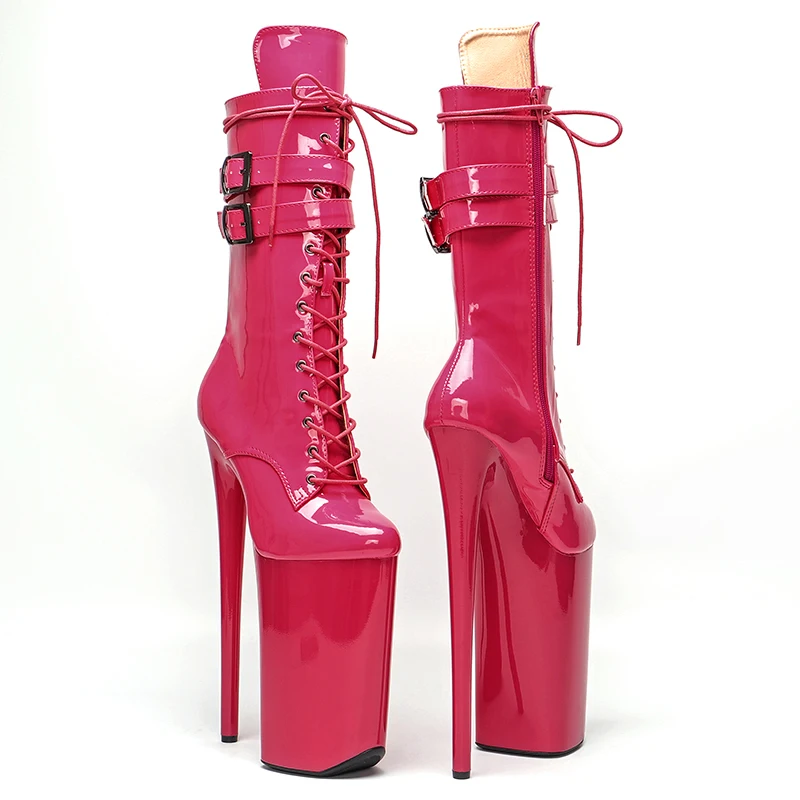 LAIJIANJINXIA New 26CM/10inch Shiny Patent PU Upper sexy exotic High Heel platform party shoes Pole Dance boot