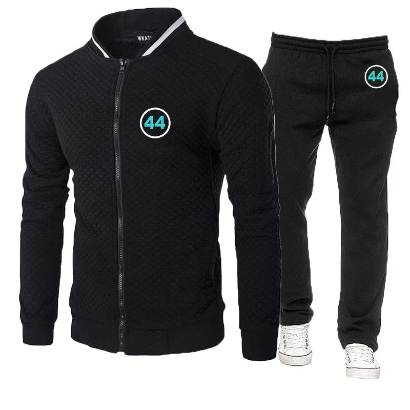 

F1 Driver Lewis Hamilton Digital 44 Men High Quality Casual Comfortable Tracksuit Zipper Stylish Hoodies Coat +Sweatpants Suit