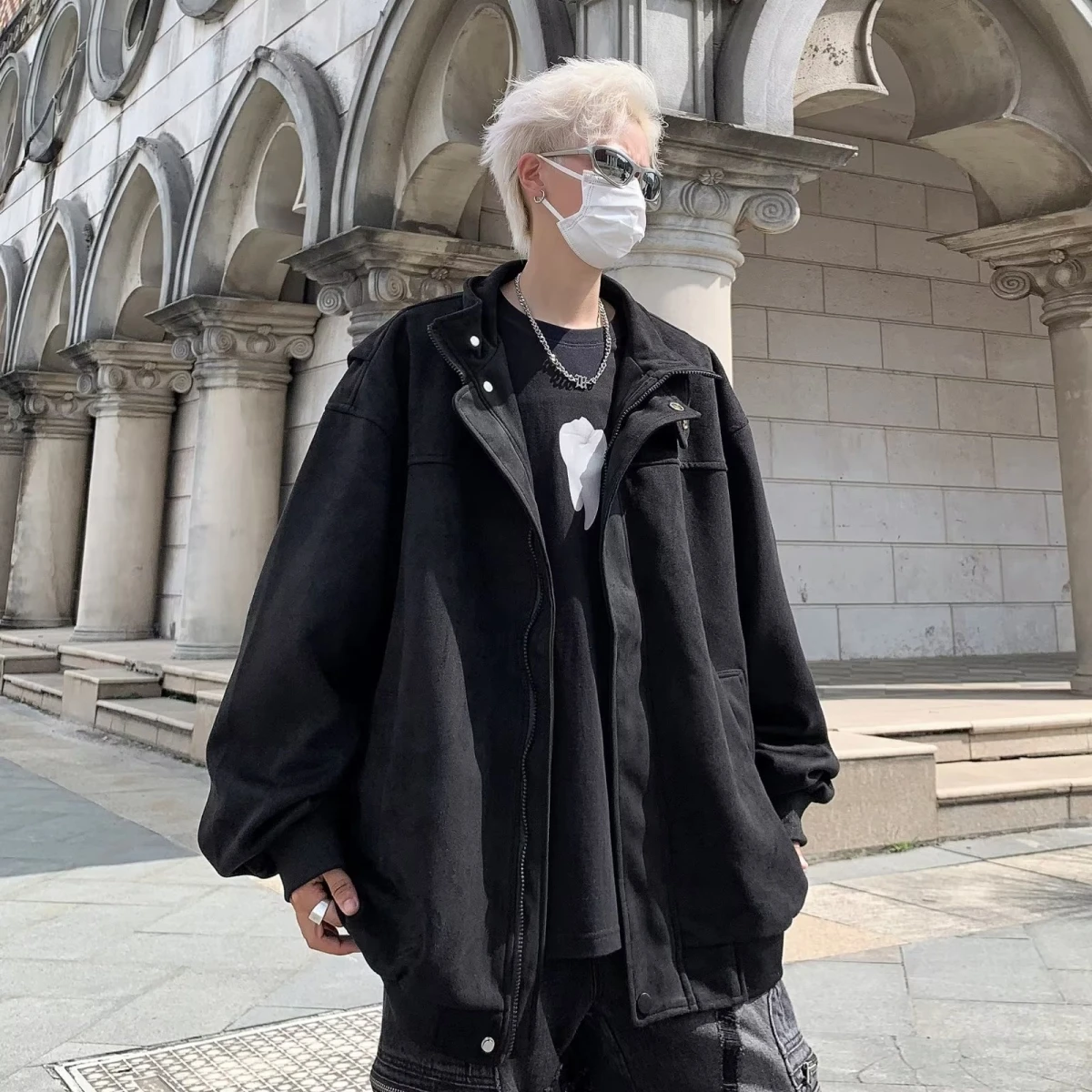 

Мужская замшевая куртка на весну и осень, свободная повседневная одежда с воротником-стойкой в стиле ретро, американский модный бренд, универсальный дизайн, верхняя одежда для подростков