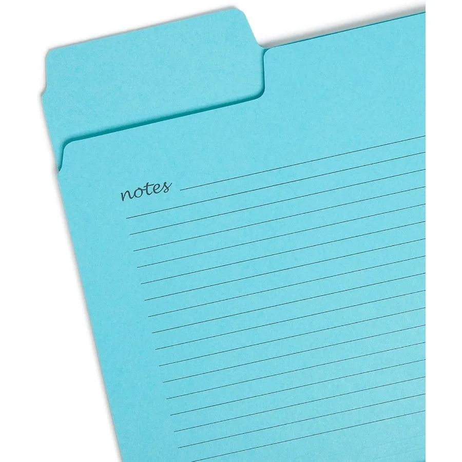 레터 사이즈 문서용 대형 1/3컷 탭 노트 폴더, 업무 및 학교 자료 정리에 이상적, 다양한 색상 12개