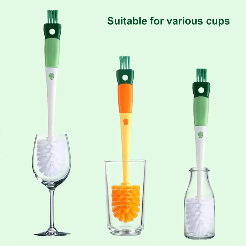 Water Bottle Cleaner Brush Silicone Detachable Scrubber Long Handle Narrow Milk Kettle Wineglass 5 In 1 Cleaner Kitchen Tool