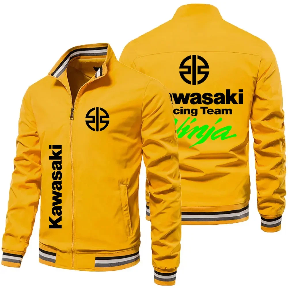 2023 Lente/Zomer Nieuwe Groene Rits Jas Herenmode Kawasaki Motorfiets Logo Harajuku Sportkleding Damesjas