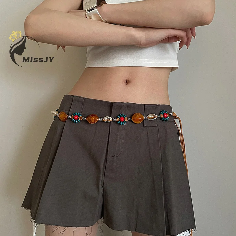 สไตล์โบฮีเมียนทอเชือกเอวสไตล์ชาติพันธุ์ลูกปัดเข็มขัดผู้หญิงสบายๆสไตล์เชือกเอวเสื้อผ้าอุปกรณ์เสริมของขวัญ