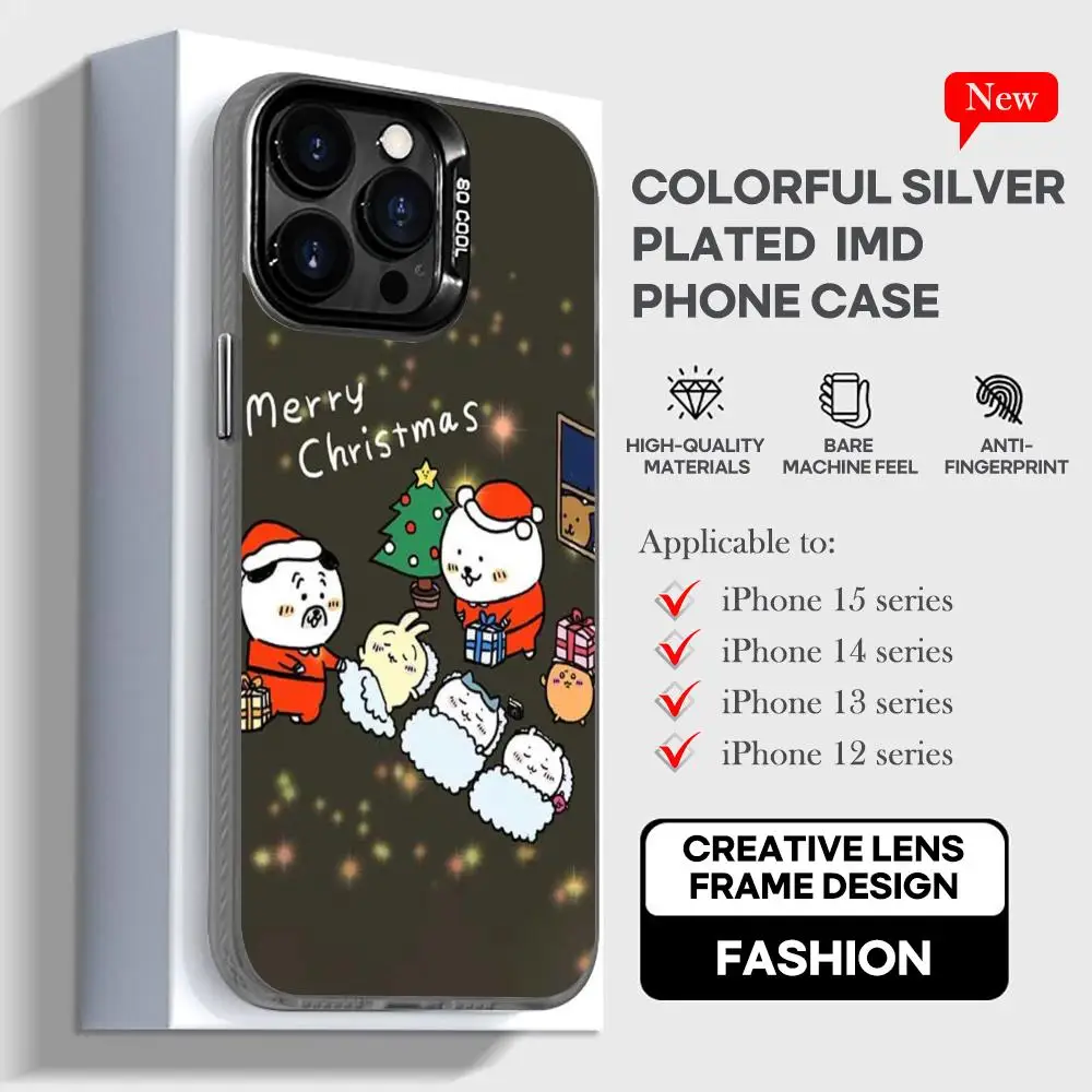 Cartoon Cute C-Chii-kawasS Phone Case black IMD Colorful Phone CaseSilver Suitable for iPhone 16 15 14 13 12 11 XS Pro Max