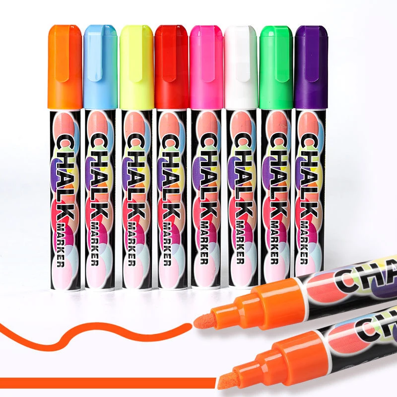 Stylos marqueurs à craie liquide effaçables, tableau d'écriture LED multicolore, fenêtre en verre, marqueur d'art, peinture pour enfants, tableau noir