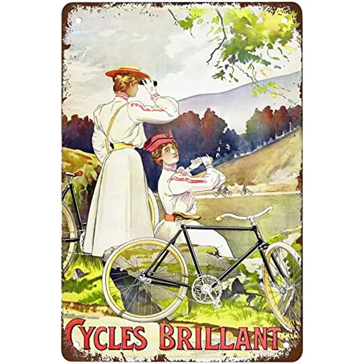 Fun French Bicycle Brilliant Retro Metal Tin Logo Art Poster Fun Cafe Cave Bar Wall Decoration