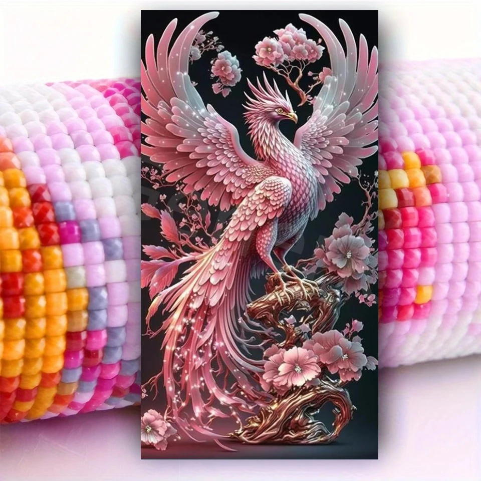 PHOENIX-Diamond painting, full square and round, mosaic embroidery, handmade, cross stitch kits, pink, Eagle, home decor