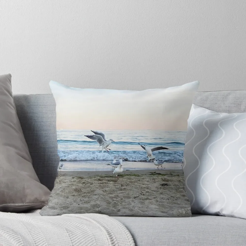 

Seagulls sit on the beach Throw Pillow Cushions Christmas Pillows Pillowcase Cushion pillow