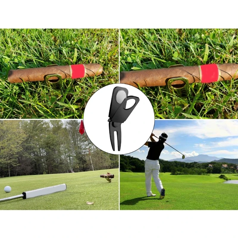 YD61 Multipurpose Golf Cigars Holder Magnetic Golf Cart Cigars Clip Portable Golf Divot Marker Tool for Golf Cart Durable