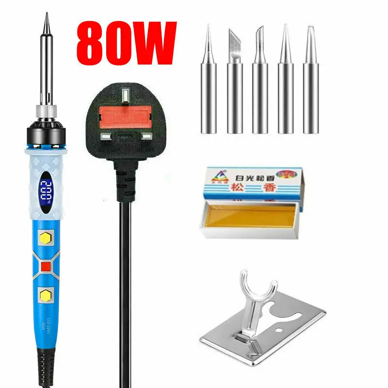 Newest 8 In 1 Electric Soldering Iron 80W LCD Heat Gun Digital Solder Kit Adjustable Temperature Welding Solder Wire Rosin Set