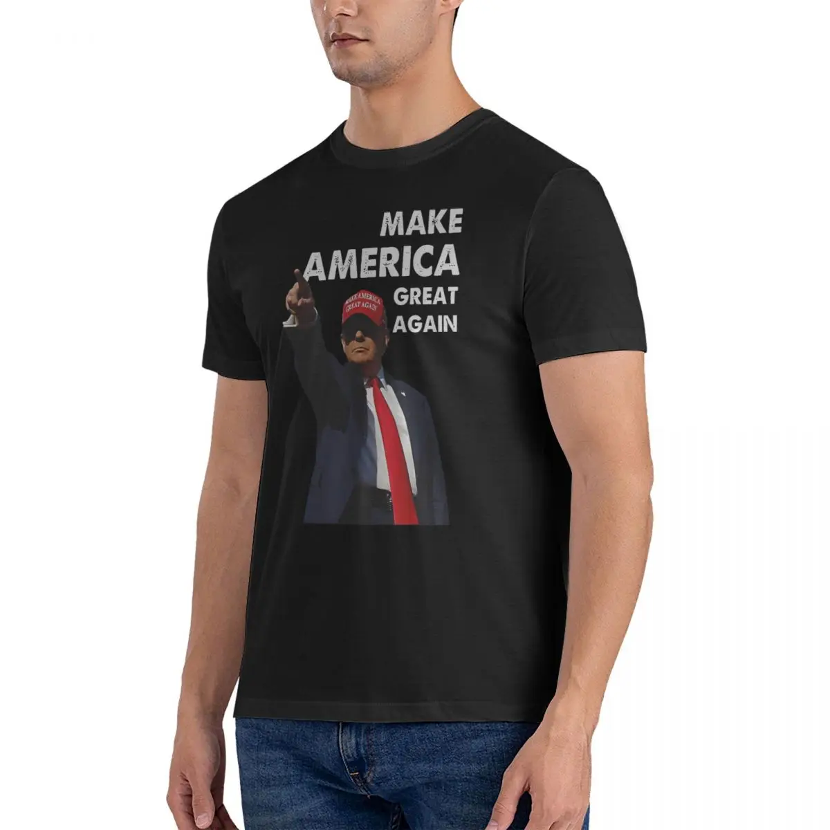 Men Make America Great Again T Shirt 2024 Trump Shooting 100% Cotton Clothes Leisure Short Sleeve Round Neck Tee Shirt