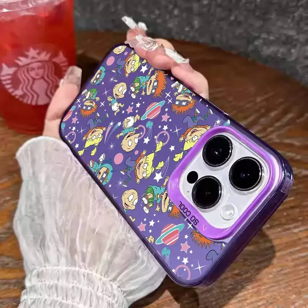 1 قطعة الكرتون Rugrats مضحك جراب هاتف الليزر IMD اللون الفضة شل آيفون 17 16 15 14 13 12 11 الهواء برو ماكس زائد