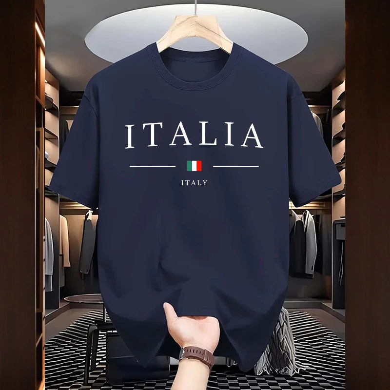 Italien Mode-T-Shirts für Herren, hochwertige 100 % Baumwolle, O-Ausschnitt, kurzärmelig, Sommer, Alltag, Freizeit, Sport, coole T-Shirts, City Vibe Tops – Detail 8