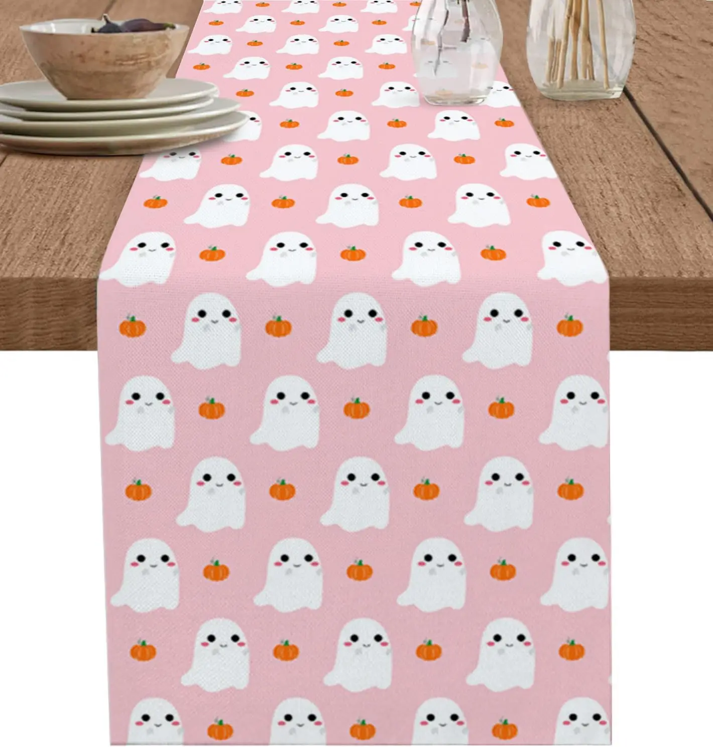 

Хэллоуин мультфильм призрак тыква розовая дорожка для стола комод шарф декор стола многоразовая кухонная дорожка для обеденного стола украшение дома