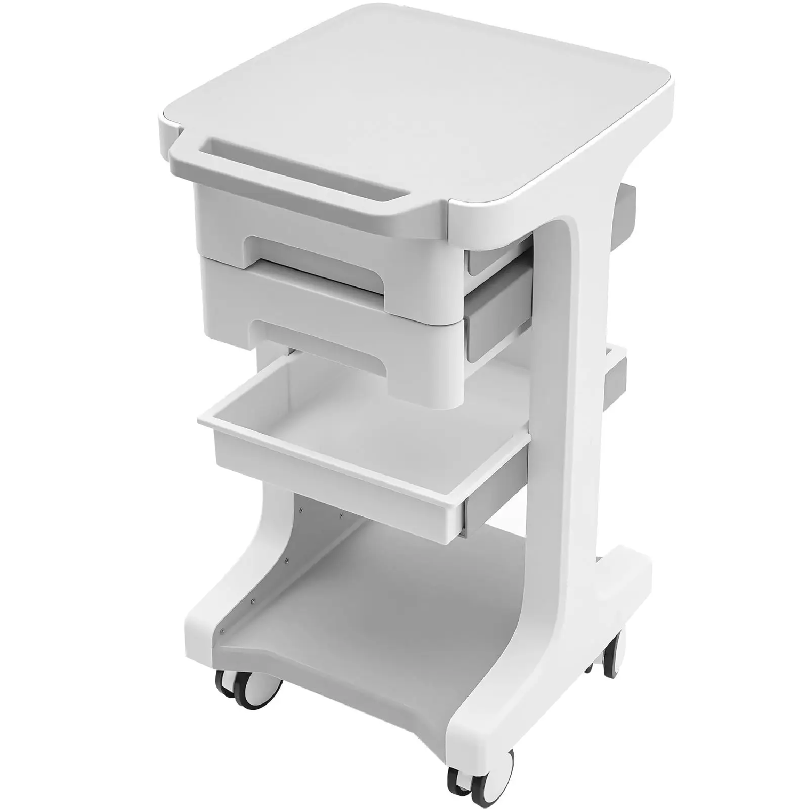 

3 Tier Medical Rolling Cart with 2 Drawers Professional Utility Cart Beauty Salon Rolling Trolley with 4 Wheels Ultrasound Cart