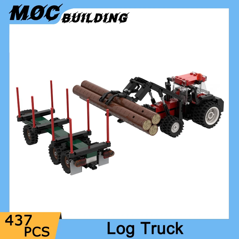 Moc Stad Bouw Voertuig Log Transporter Vrachtwagen Model Bouwstenen Hout Graafmachine Auto 'S Diy Bakstenen Educatief Speelgoed Geschenken