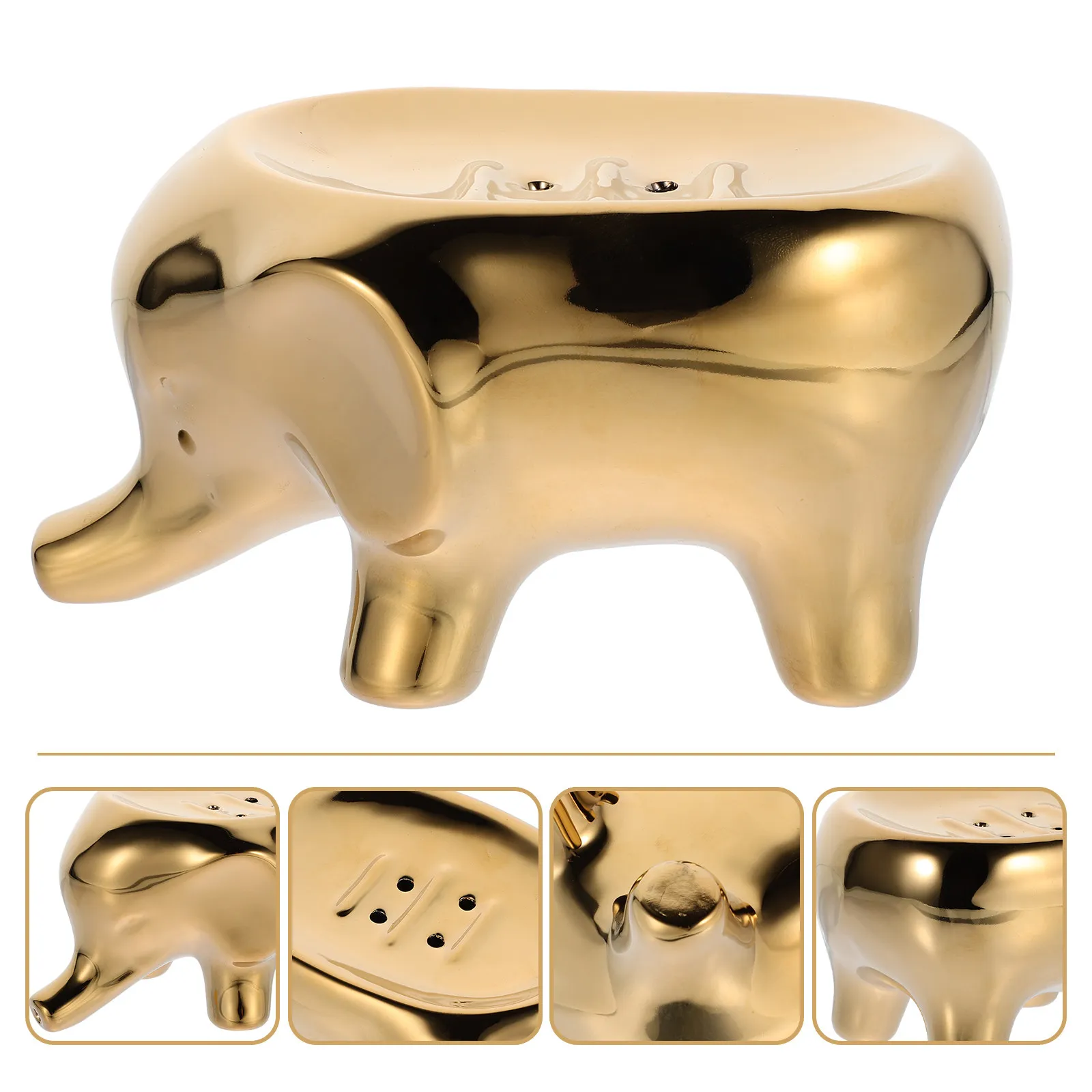 

Elephant Shape Ceramic Soap Dish Premium Drainage Design Cute Bathroom Kitchen Soap Organizer Dry Clean Storage Rack