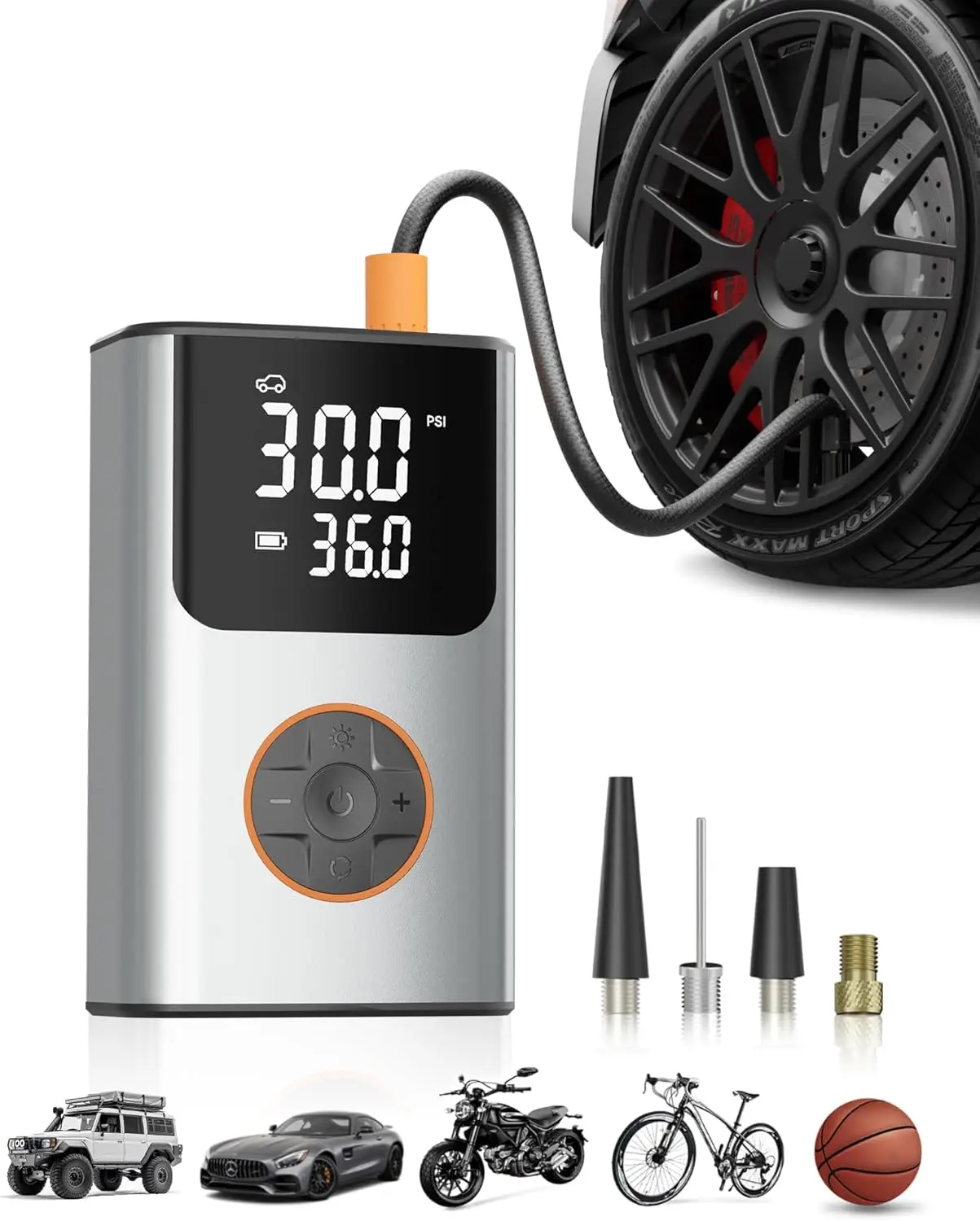 

Tire Inflator Portable Air Compressor, Bike , 150PSI Air for Car Tires with LCD Dual Screen and Digital Tire Pressure Gauge, Ai