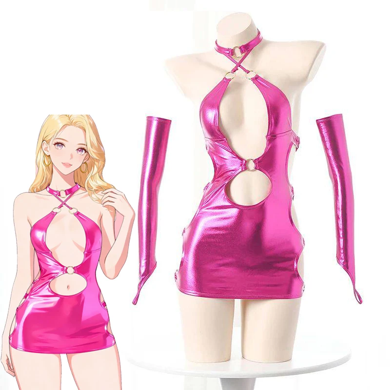 Disfraz de Cosplay Sato Kuki Ntr Kanolo Mizuki para Fiesta Posterior, Vestido de Cuero Estilo Dopamina Spicy Girls, Lencería con Encaje y Aberturas