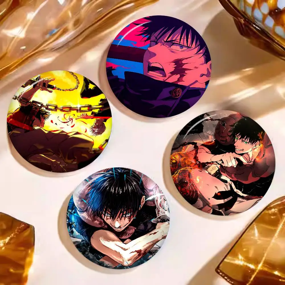 Anime Toji Fushiguro Round Button Pins Slogan Creative Brooches Backpack Clothes Decoration Fashion Cartoon Jewelry Gifts