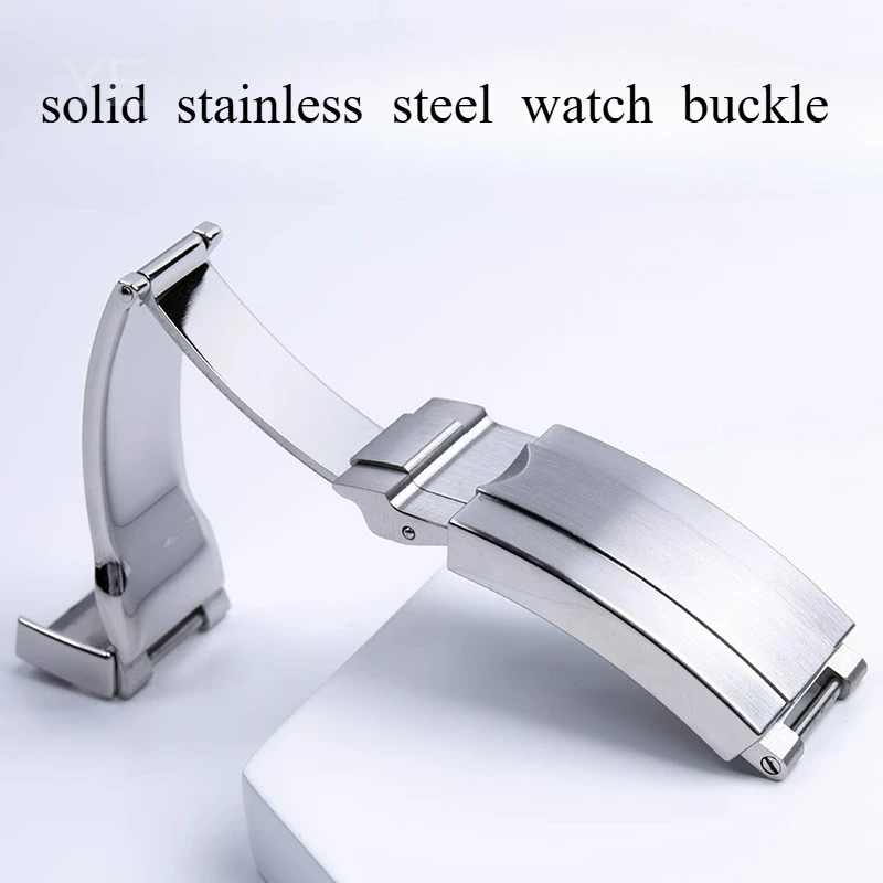 Original 904L Stainless Steel Folding Buckle for Rolex Watch Buckles Brushed Frosted Silver New Version Submariner 9x9 9x16mm