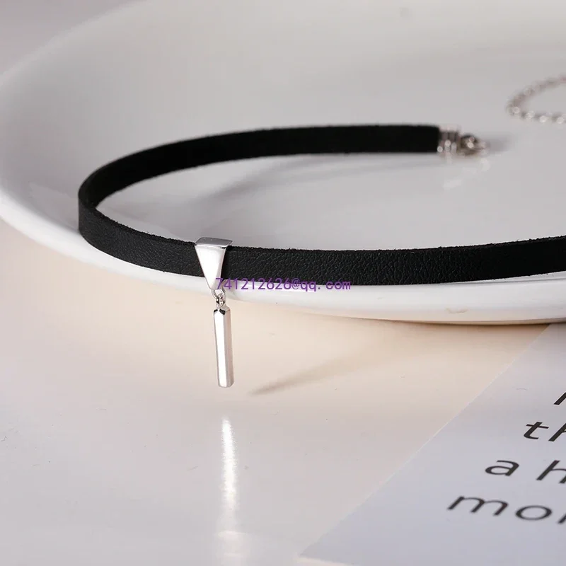 feeling collarbone chain neck strap Summer internet celebrity pure silver necklace accessory black niche high-end