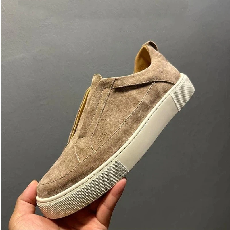 YETTIES 2026 New Men's Suede Slip-On Board Shoes | Soft Sole Lightweight Comfort Sneakers | Vintage Retro Trendy Casual Footwear