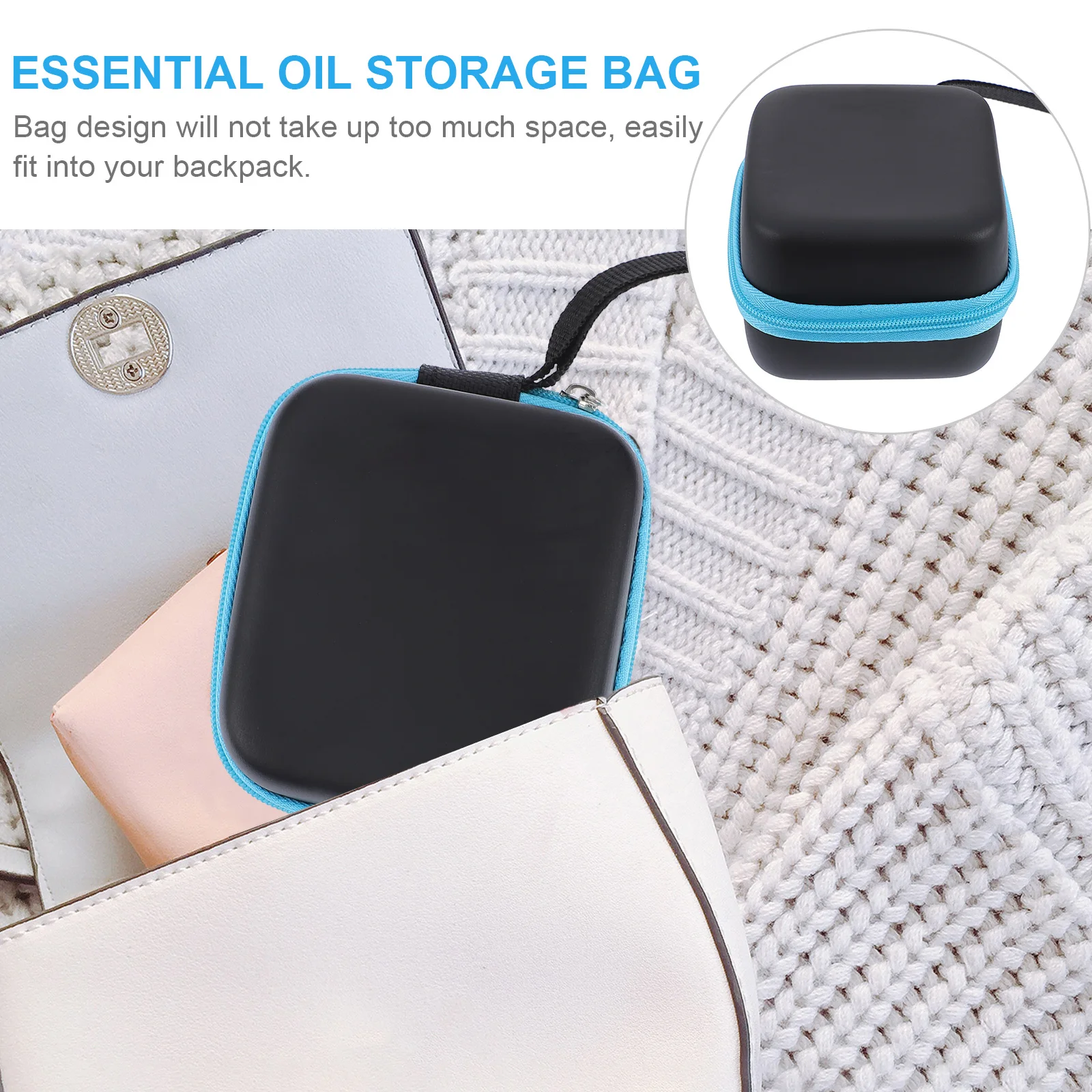 

1pc Essential Oil Storage Bag Blue Travel Organizer Case Portable Carry Pouch Mini PU Material Smooth Comfortable Excellent