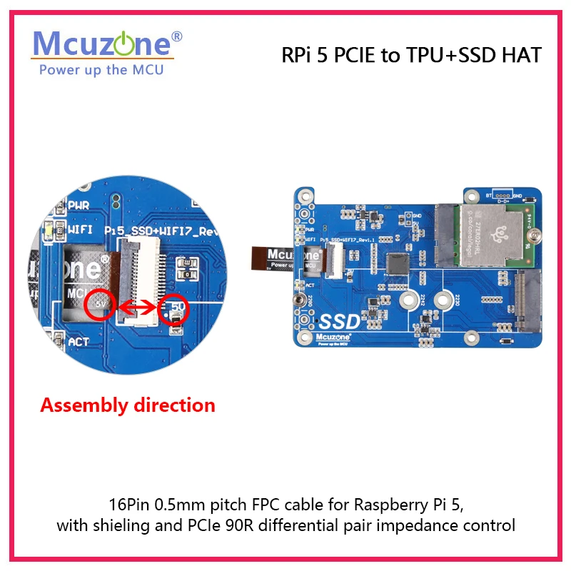 Imagem -04 - Mpstpu-framboesa pi Pcie para Tpu e Chapéu Ssd ai para Rpi5 Suporte Google Coral Edge Nvme Ssd