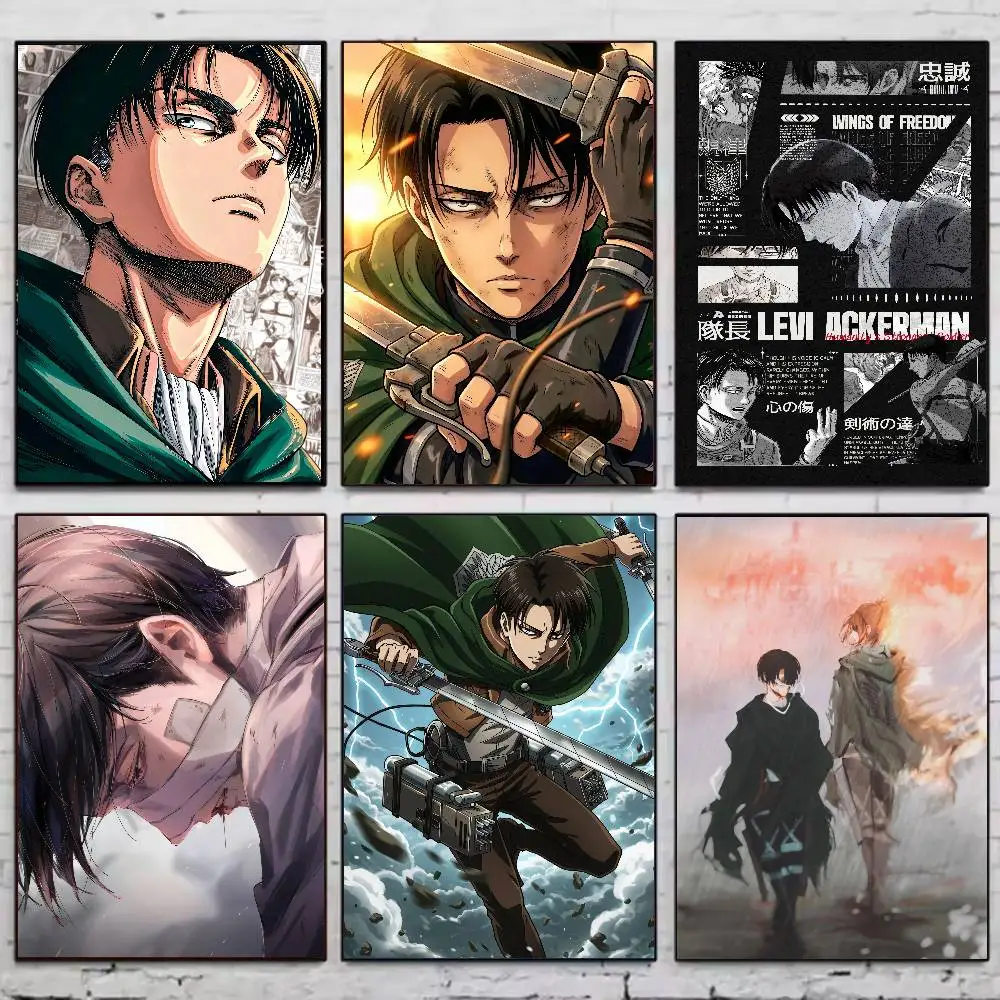 1pc Cool Man Levi Ackerman Anime A-Attack On Titan Poster Self-adhesive Stickers Are Suitable Decoration For Any Wall Room