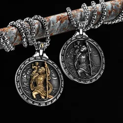 Saint Christopher Men Necklace 316L Stainless Steel Chain Pendants Traveler Amulet Jesus Vintage for Male Jewelry Gift Wholesale