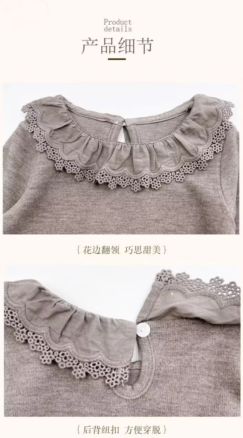 Bellbell Herbst-Strickpullover-Set für Mädchen, 3-teilig, 2-8 Jahre, Unterhemd + Strickweste + Hose, Outfit für Kleinkinder und Babys – Detail 12