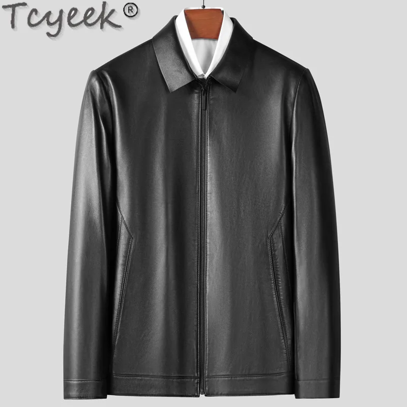 

Tcyeek мужские куртки из натуральной кожи, дубленка, весенне-осенняя одежда, деловые повседневные мужские пальто, 2025 Jaqueta De Couro