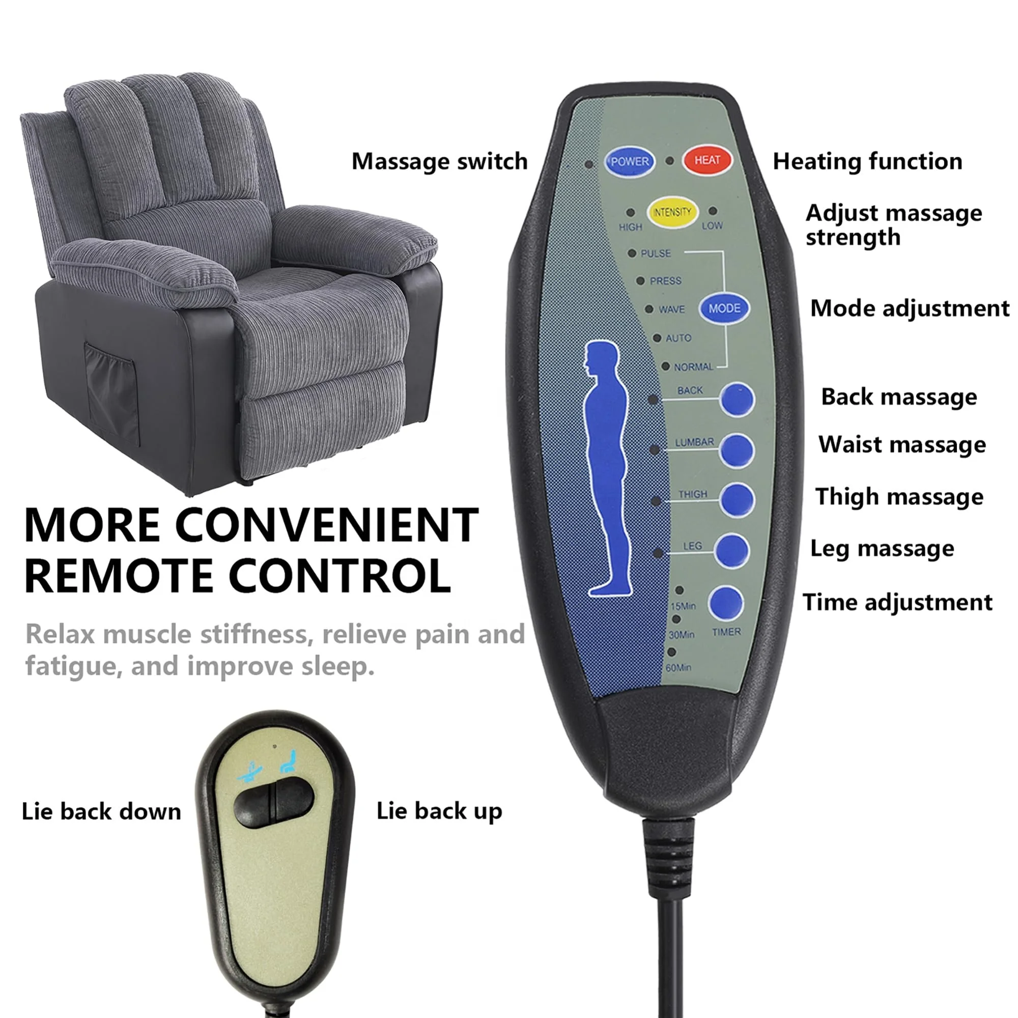 مجموعة أثاث صالة الأريكة الفاخرة للسينما المنزلية الحديثة مع تدليك لكبار السن #5