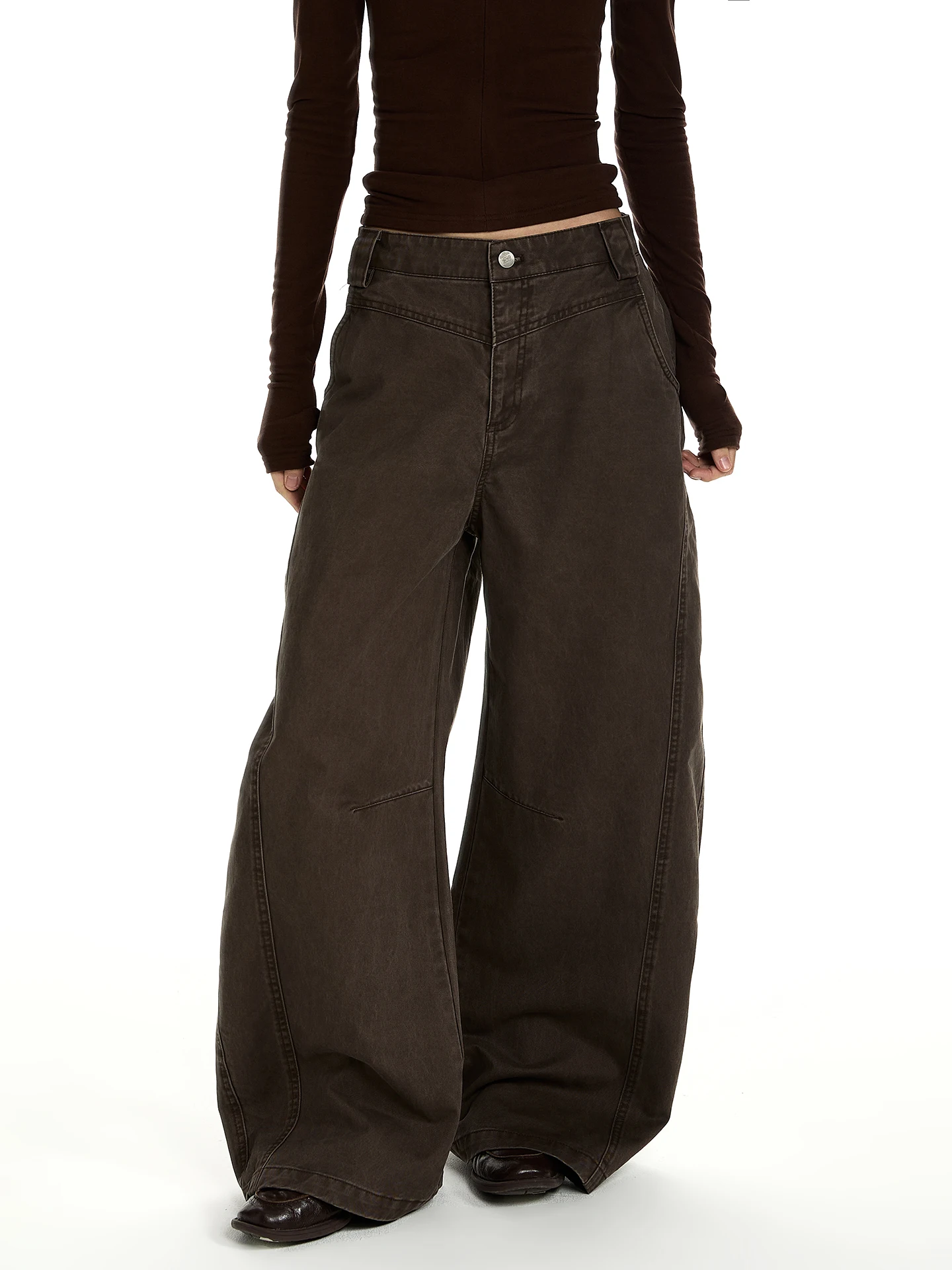 

Винтажные брюки для рабочей одежды PUEE, прямые брюки в стиле ретро, повседневные брюки, хлопковые свободные брюки со средней высокой талией на молнии