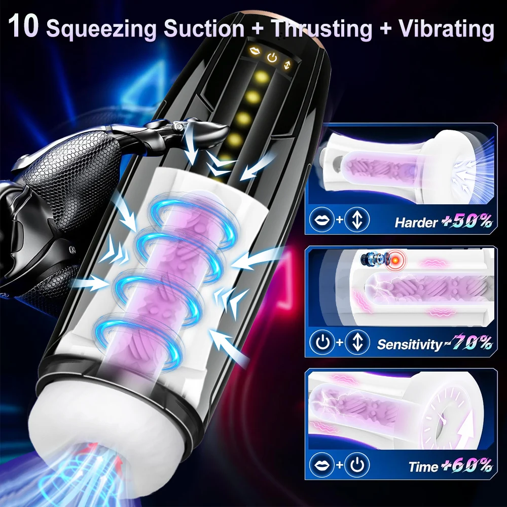 3 IN 1 Automatic Telescopic Sucking Male Masturbator Cup  Enlargement Penis Pump Vibrating Pussy Real Vagina Sex Toys for Men view 4