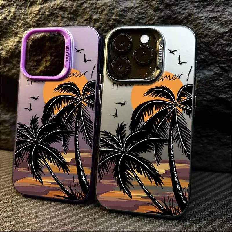 Capa de telefone Coconut Tree é adequada para iPhone xr xs max 7/8 11 12  13  14  15 pro max plus  case