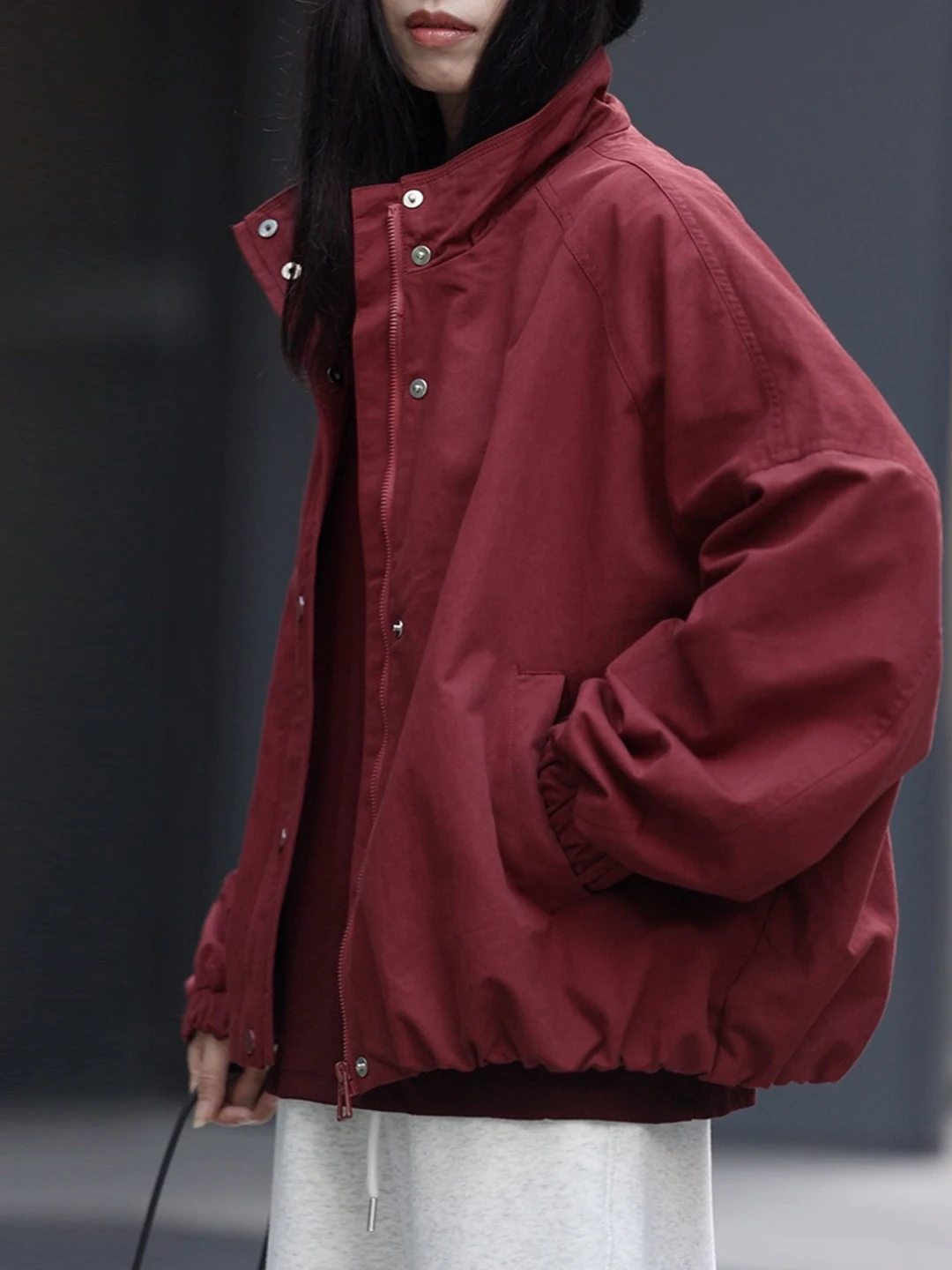 

Корейская хлопковая бейсбольная куртка-бомбер для женщин, с воротником-стойкой, весна-осень, новинка, красный цвет, повседневная верхняя одежда