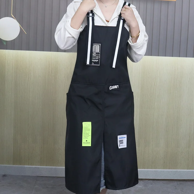 

Trendy Aprons Nylon Waterproof Oil Nail Salon Apron Coffee Shop Hairdresser Slit Chef Adjustable Florist Work Clothes Apron