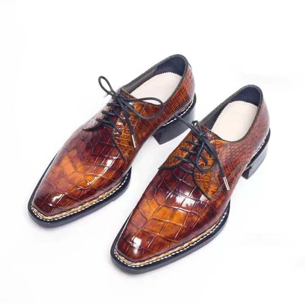 

sanyeshechiping новая мужская официальная обувь мужская обувь из крокодиловой кожи скрипка подошва цветная обувь