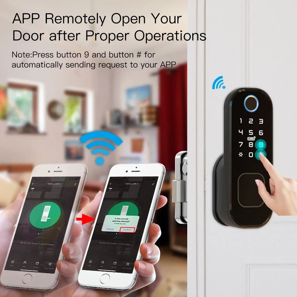 MOES-Tuya Smart Door Fingerprint Lock, Digital Door Lock, senha do suporte, Casa, Segurança do Hotel, Wi-Fi