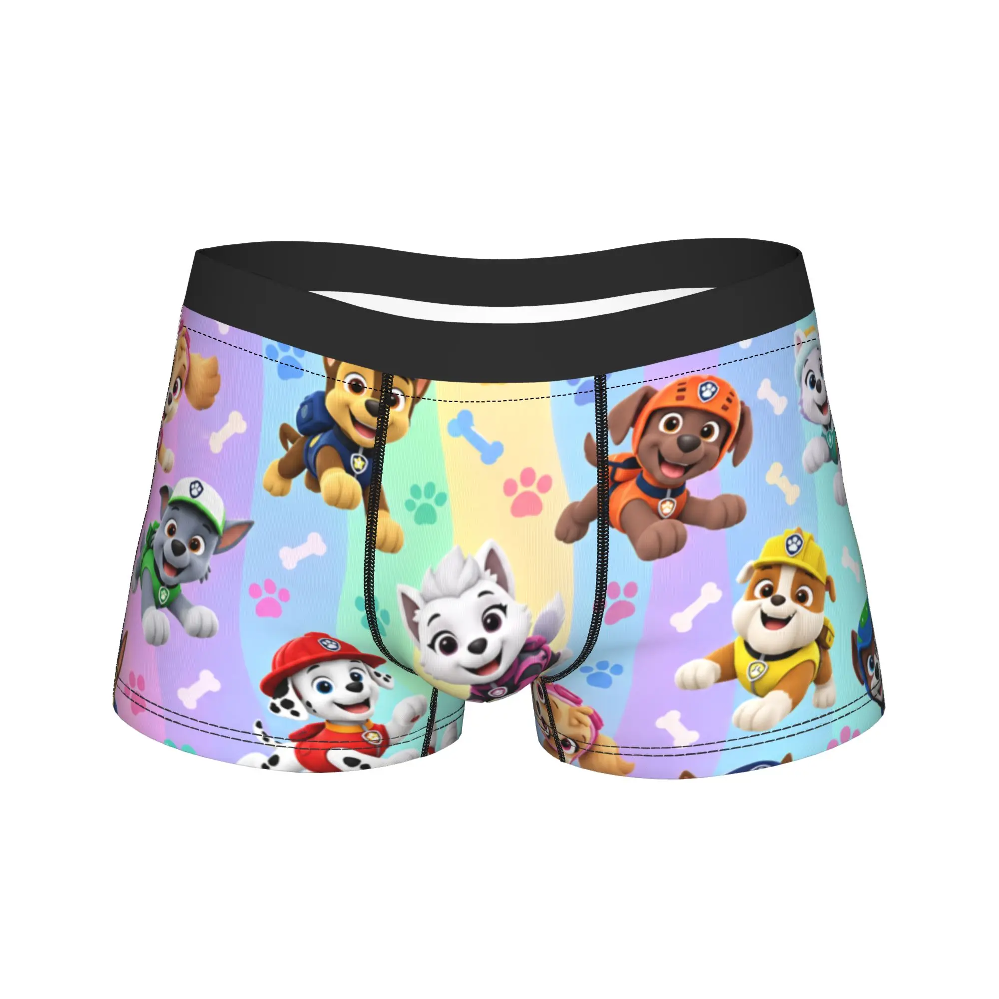 Paw Dogs Puppy Team Rainbow Stripe Underwear  Male Panties Custom Sexy Soft Boxershorts Hot Sale Boxer Brief Big Size