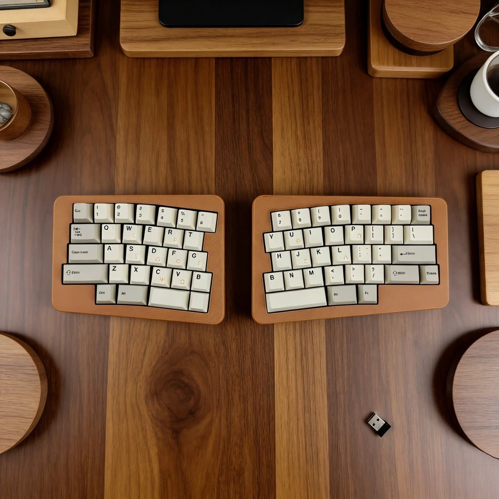 HHKB Alice Split 60 Wooden Keyboard 2.4G wireless Hotswap Walnut/Beech keyboard Vial Ergonomics 3D printing Solid wood keyboard