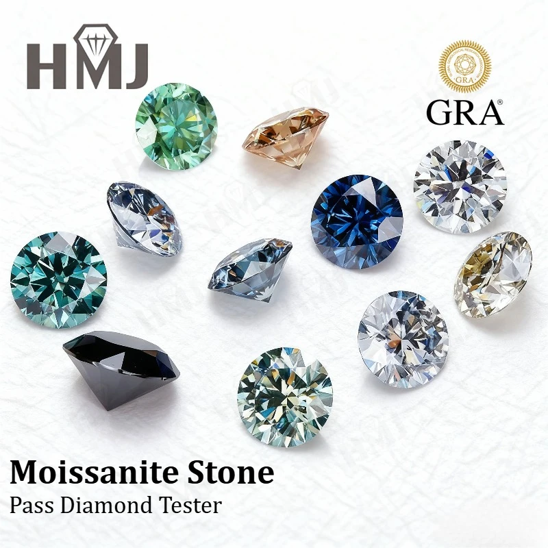 

HMJ Lab Grown Moissanite Diamond Primary Color VVS1 Clarity Round Shape Brilliant Cut Beads Advanced Jewelry Making Materials