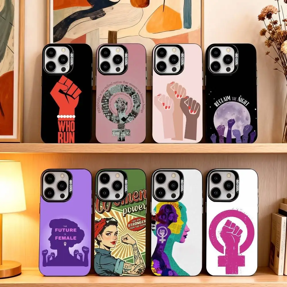 

F-Feminist Feminism Aesthetics Girl Phone Case For iPhone17,16,15,14,13,12,11 Plus,Pro Max Black Candy silver phone case