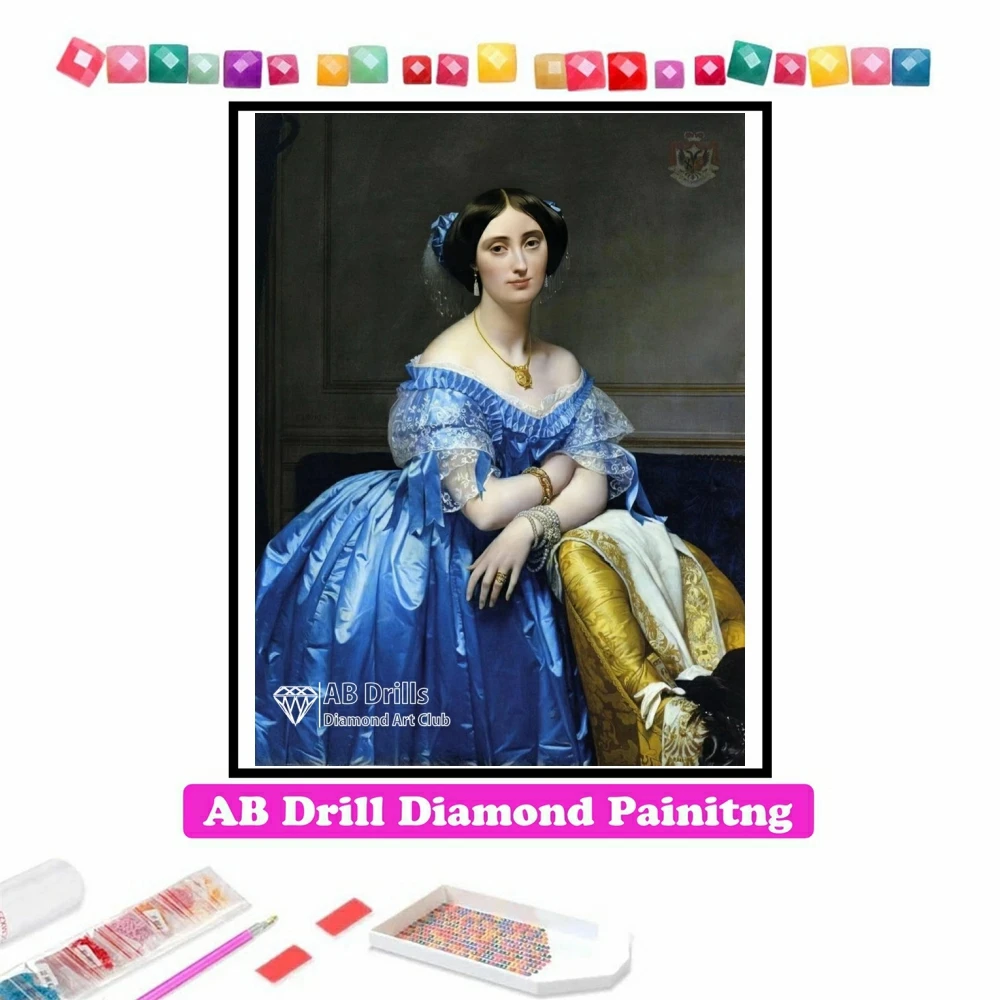 

5D AB Diamond Painting Embroidery Princess Pauline-Eleonore de Broglie Cross Stitch Mosaic Handicraft Pictures Craft Home Decor