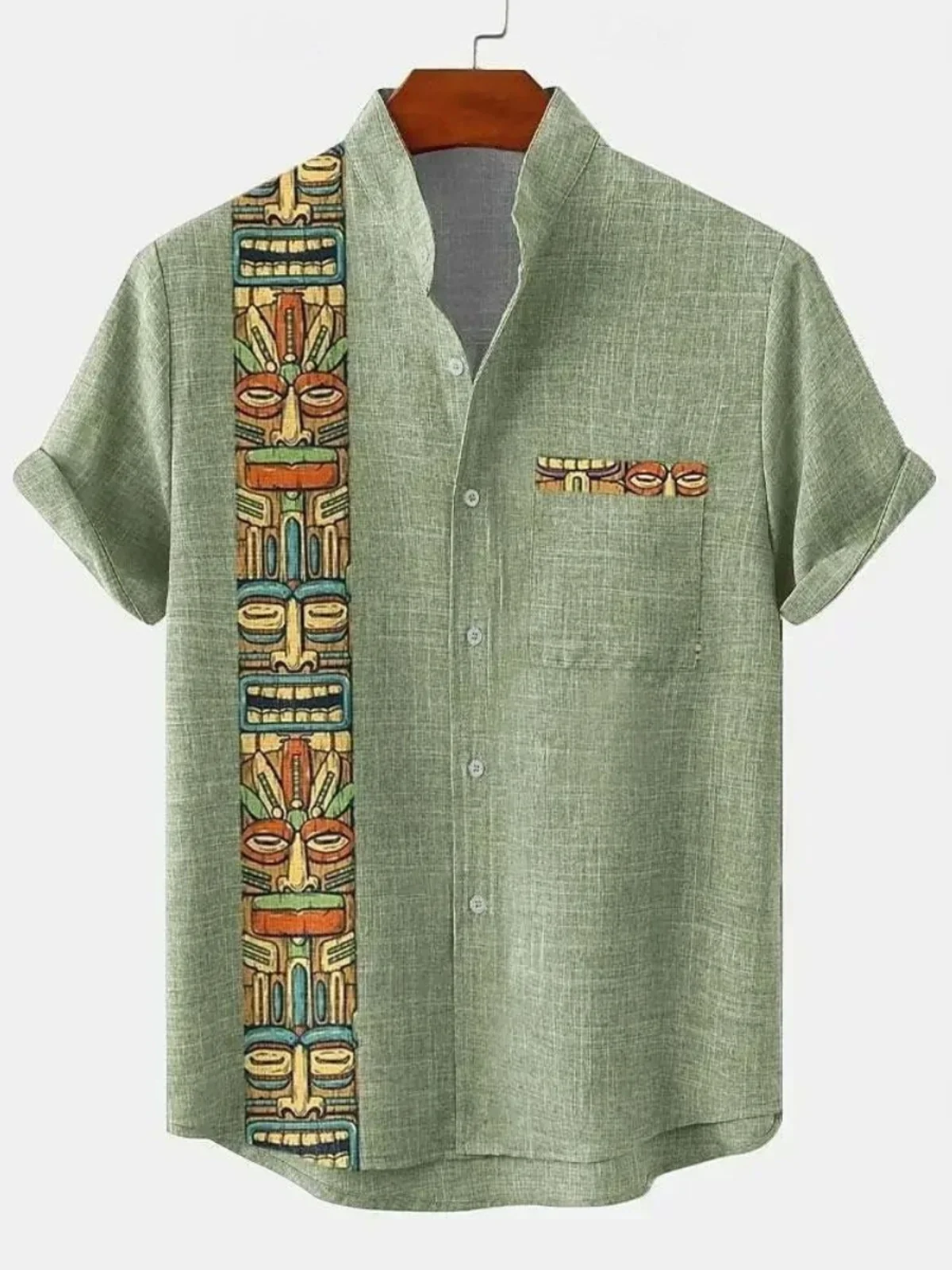 

Повседневная мужская рубашка с коротким рукавом, с принтом, свободного кроя, дышащая, модная, в городском стиле, американского стиля, на пуговицах, стандартной длины