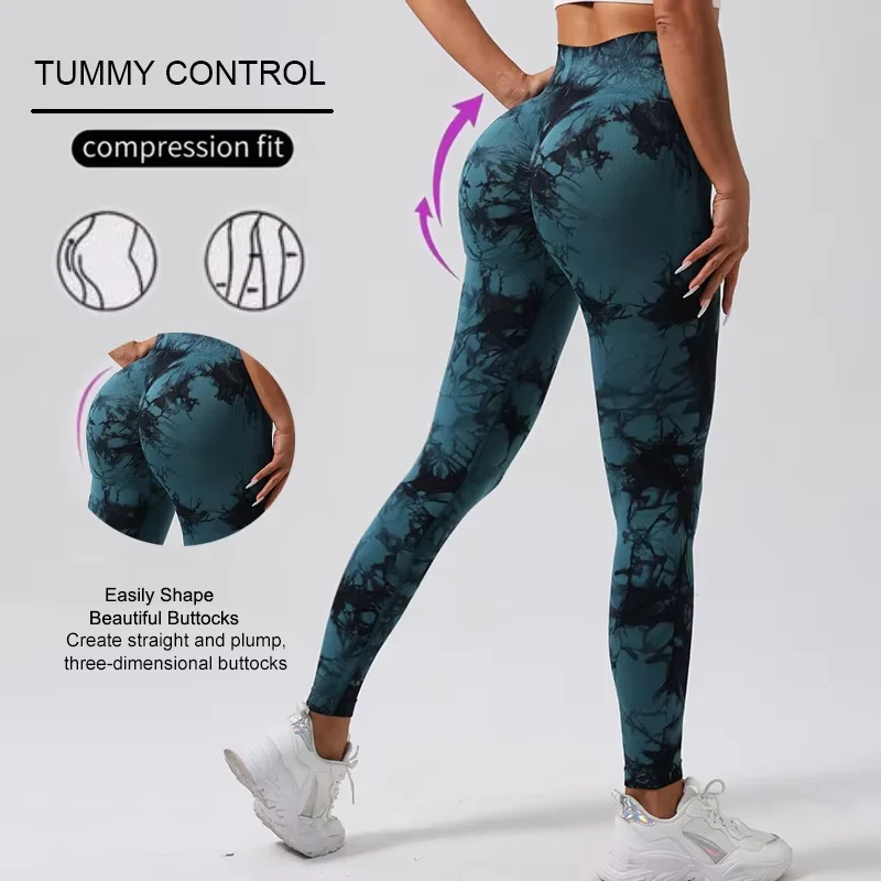 Tie Dye Seamless Leggings For Women High Waist Yoga Pants  Scrunch Butt Lifting Tights Fitness Workout Leggins Gym Clothing image 5